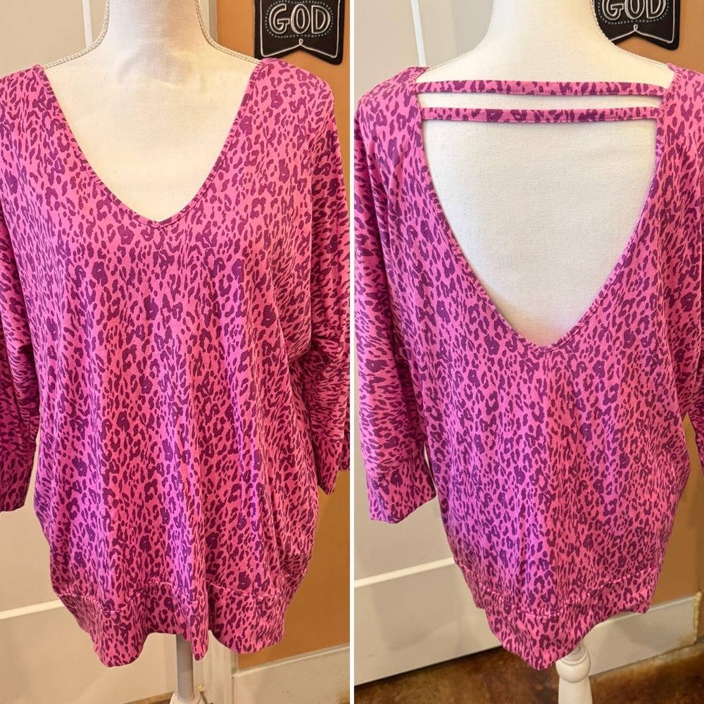 Torrid Top | Torrid Pink and Purple Leopard Print Top with Open back